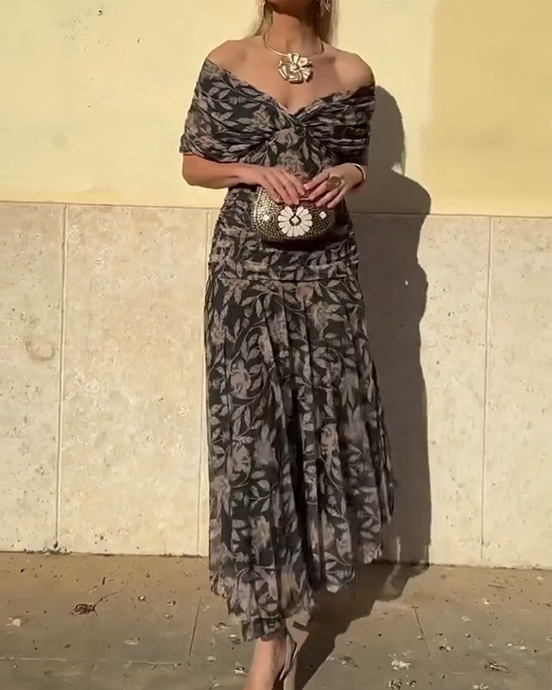 V-Neck Off-Shoulder Fashionable Dress