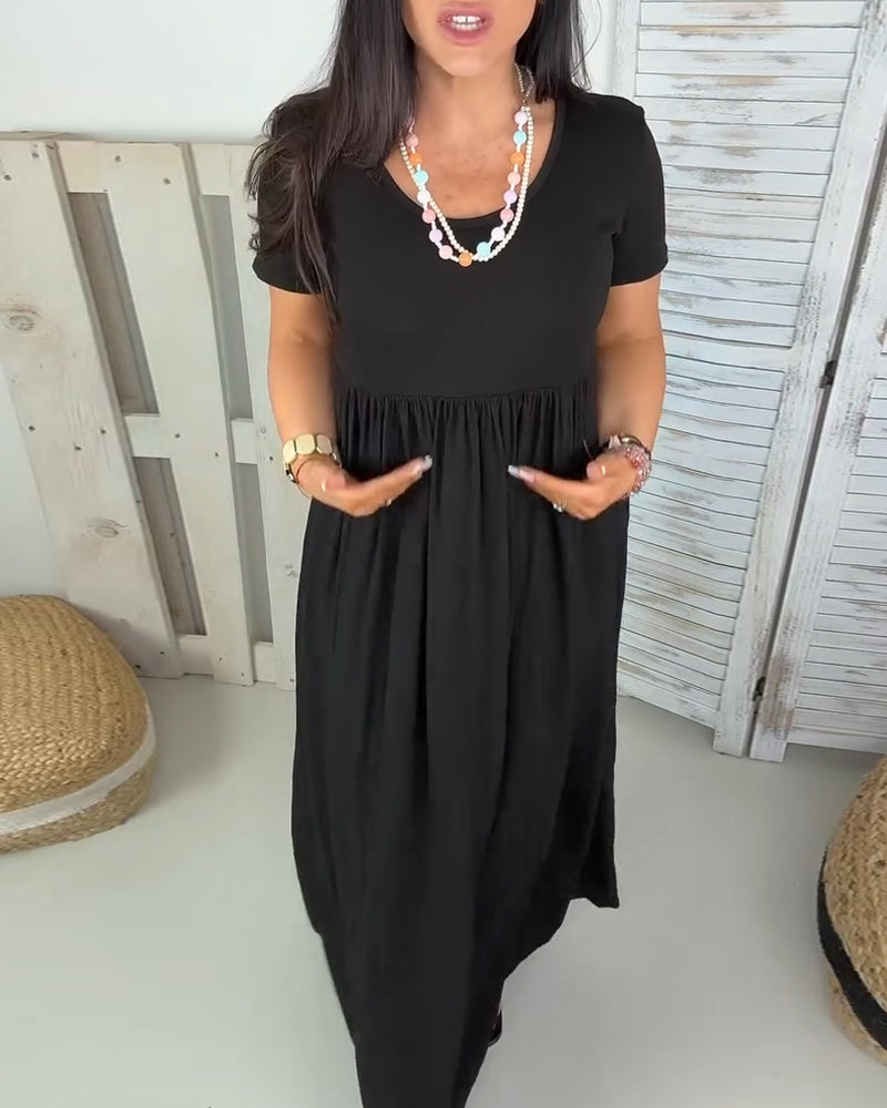 Elegant Solid Color A-Line Dress