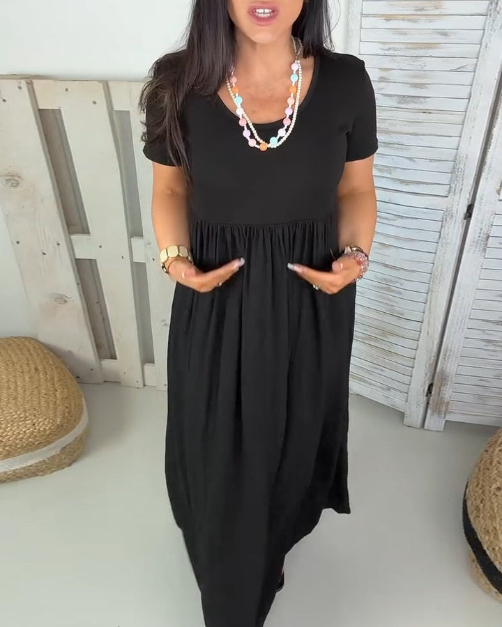 Elegant Solid Color A-Line Dress