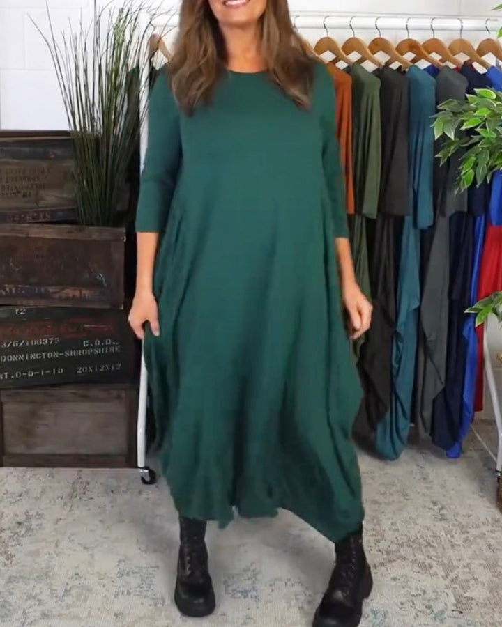 Simple solid color casual dress