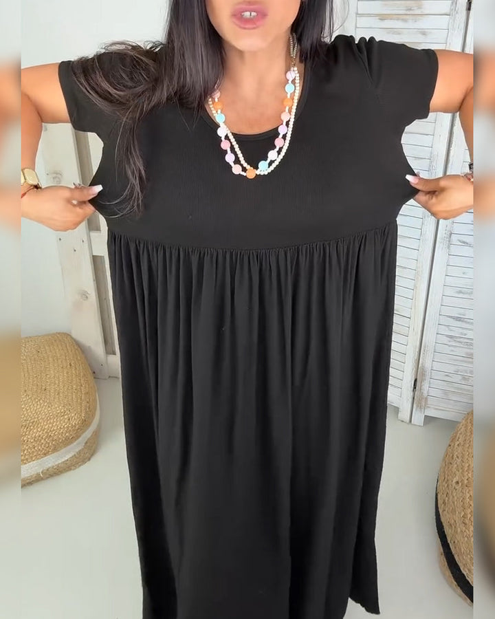 Elegant Solid Color A-Line Dress