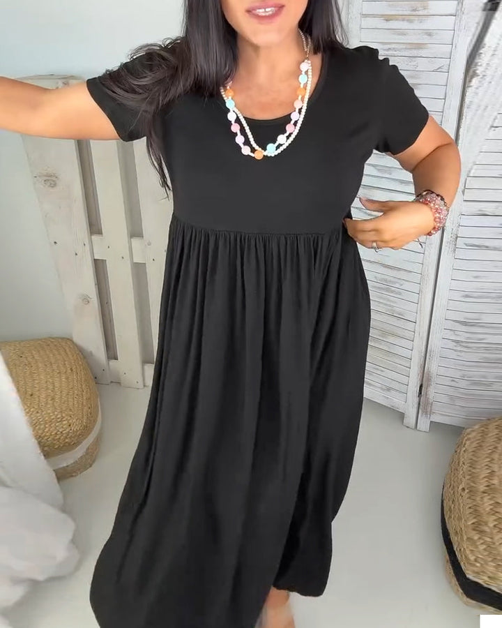 Elegant Solid Color A-Line Dress