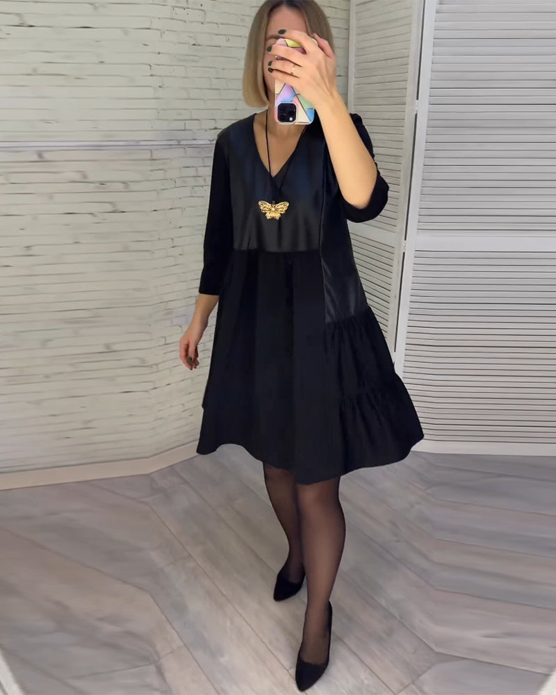 Patchwork V-neck Dress