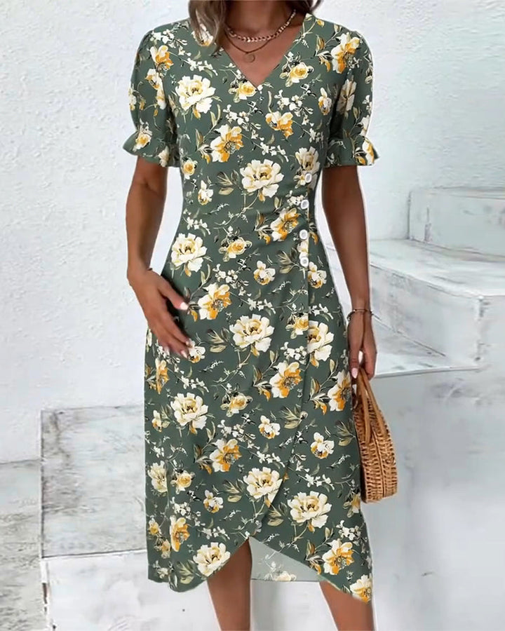 V-Neck Elegant Commuter Dress