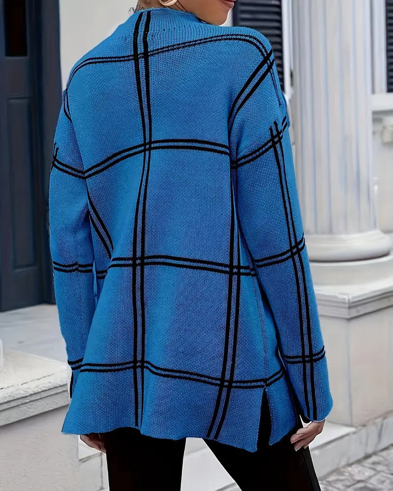 Fashionable Contrast Striped Sweater