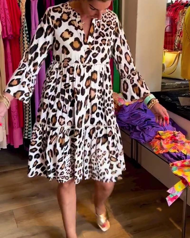 Patchwork Leopard Print Loose Dress