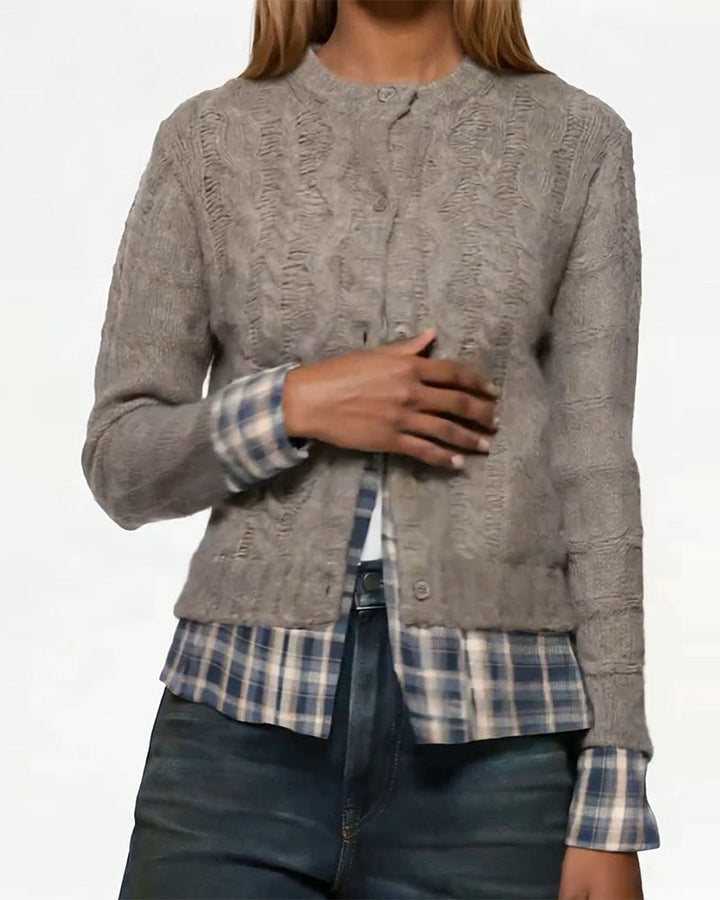 Cable-Stitched Long-Sleeved Cardigan