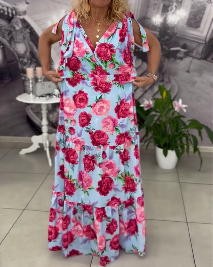 Sexy V-Neck Printed Dress