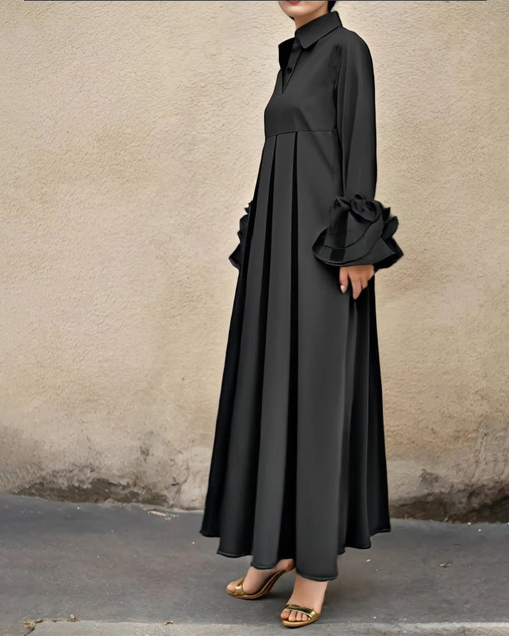 Fashion Shirt Collar Flared Dress