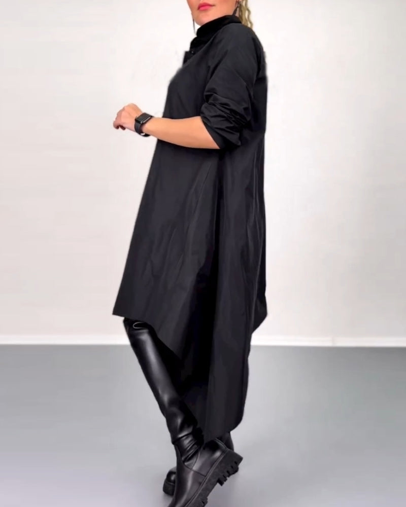 Solid color irregular casual dress