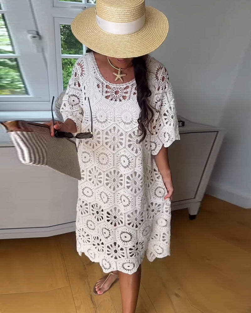 Hollow Cotton Half Sleeve Dress