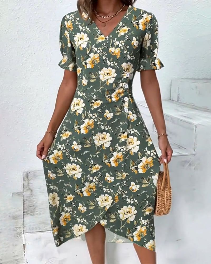 V-Neck Elegant Commuter Dress