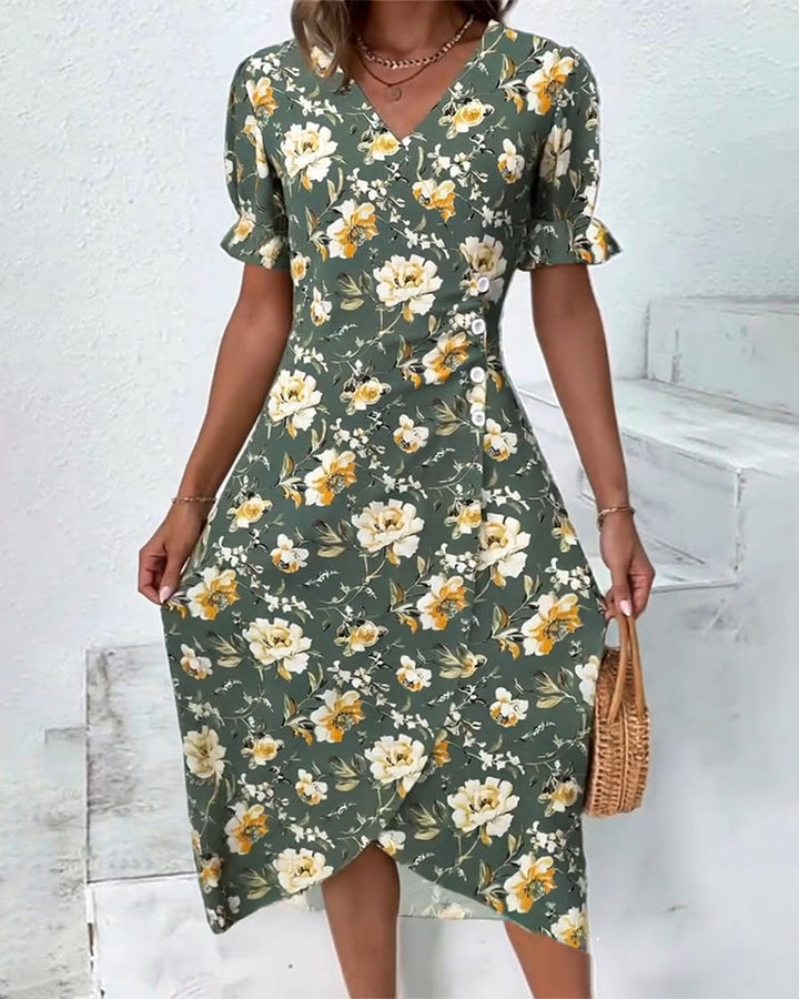 V-Neck Elegant Commuter Dress