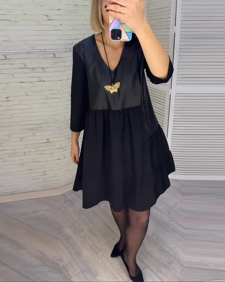 Patchwork V-neck Dress