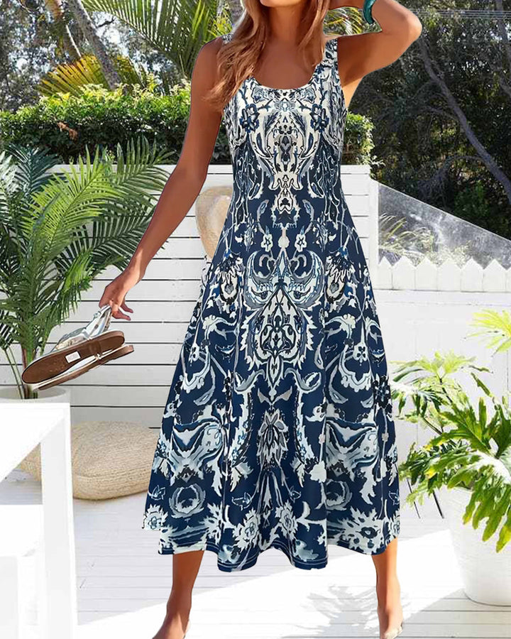 Holiday Sleeveless Fashion Print Dress