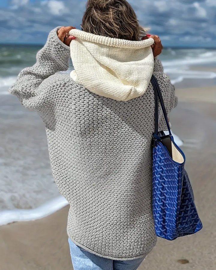 Youthful Hooded Color-Block Sweater