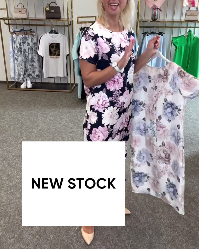 Fashion Petal Short-Sleeved Straight Dress