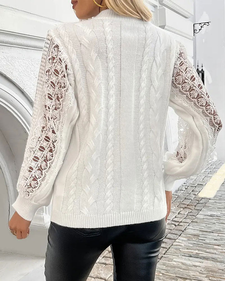Openwork Cable Knit Statement Pullover
