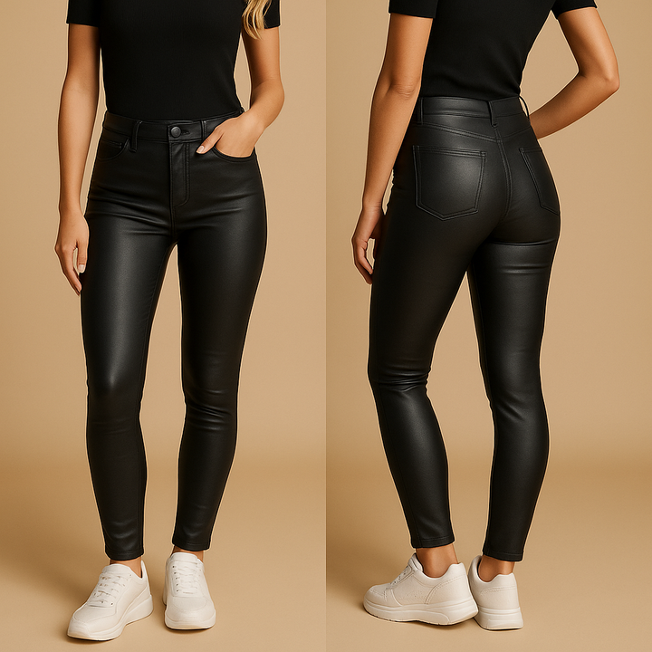 Sleek High-Rise Leather Trousers